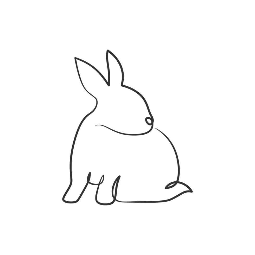 Rabbit continuous one line art drawing vector