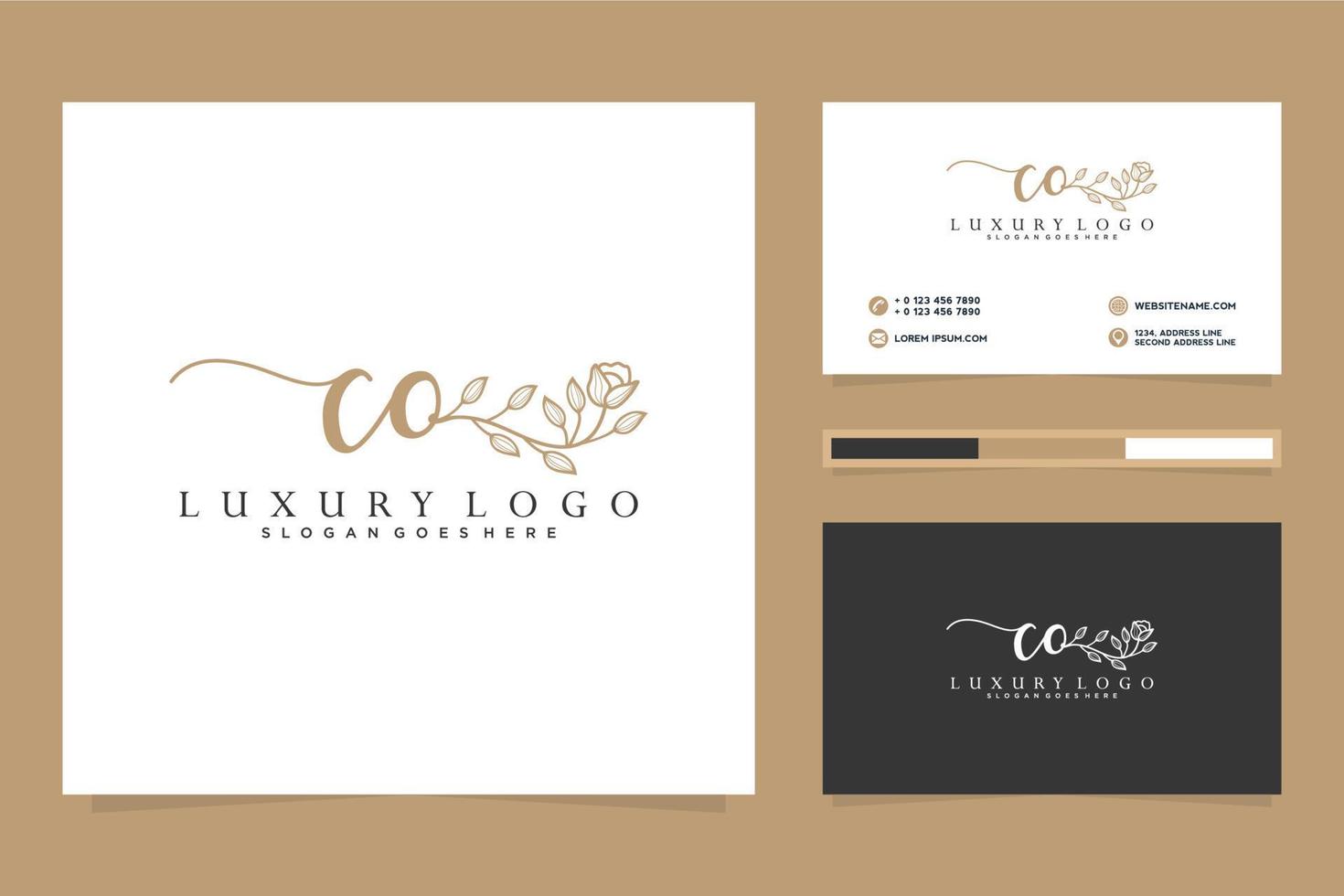 Initial CO Feminine logo collections and business card templat Premium Vector