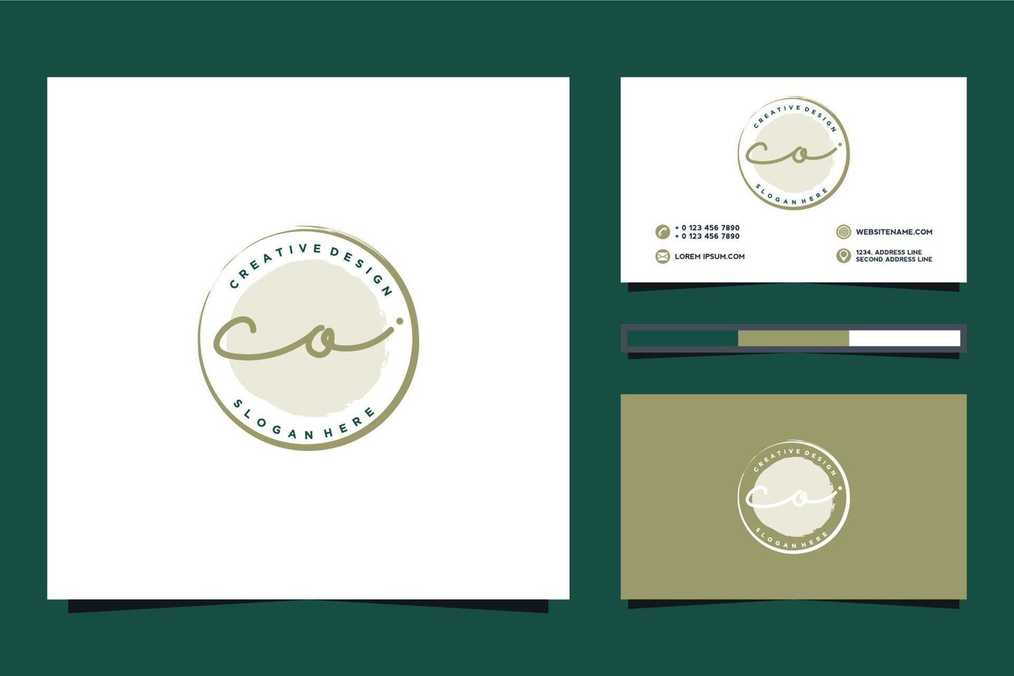 colecciones iniciales de logotipo co femenino y vector premium de plantilla de tarjeta de visita