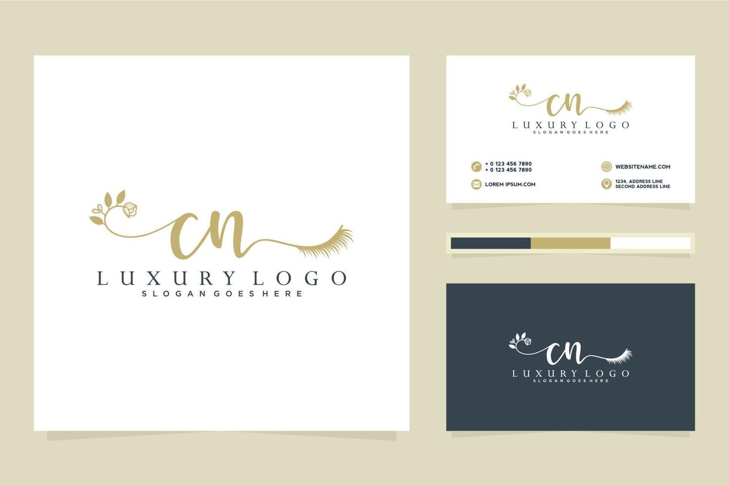 Initial CN Feminine logo collections and business card templat Premium Vector