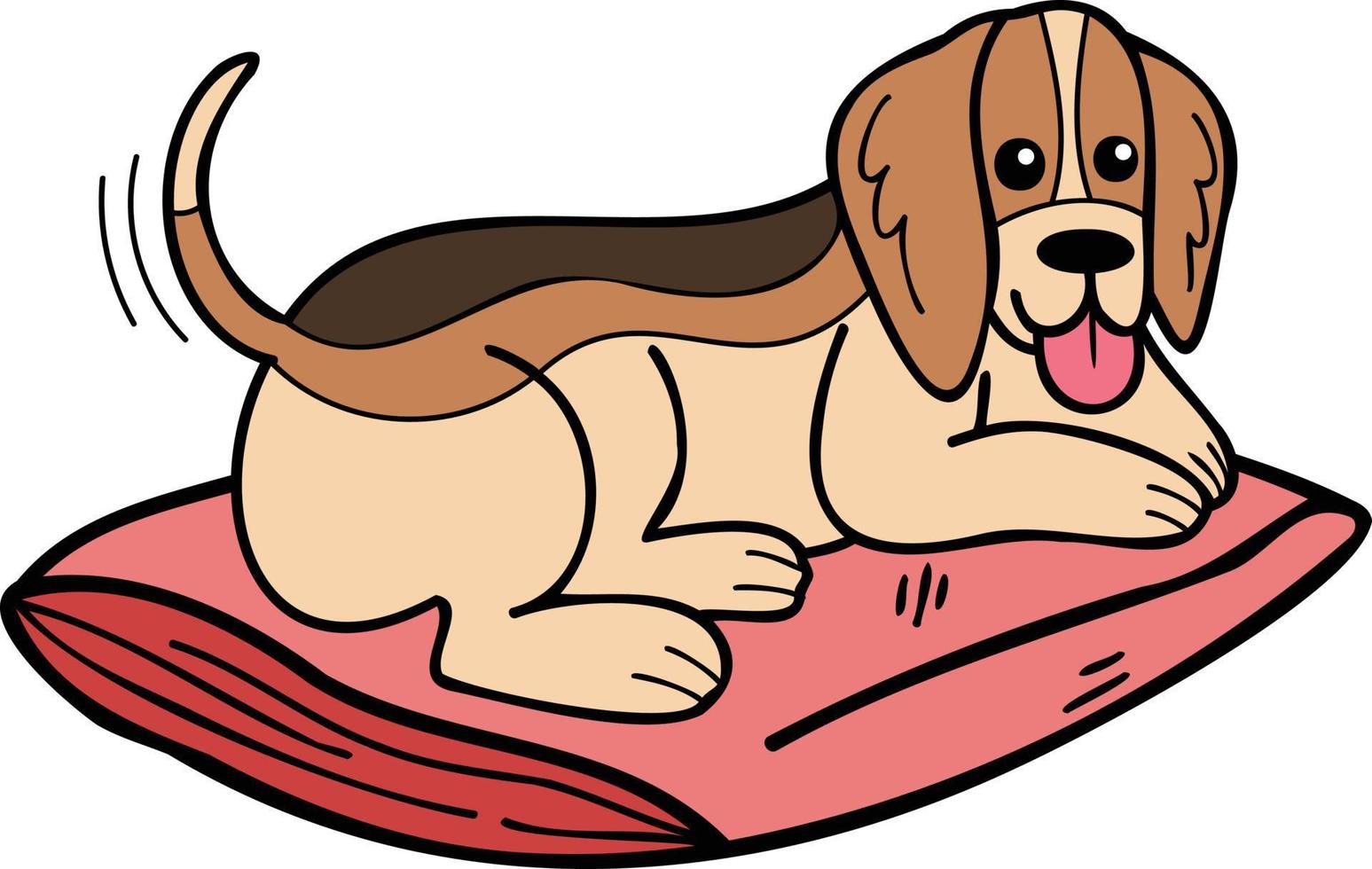 dibujado a mano ilustración de perro beagle durmiente en estilo garabato vector
