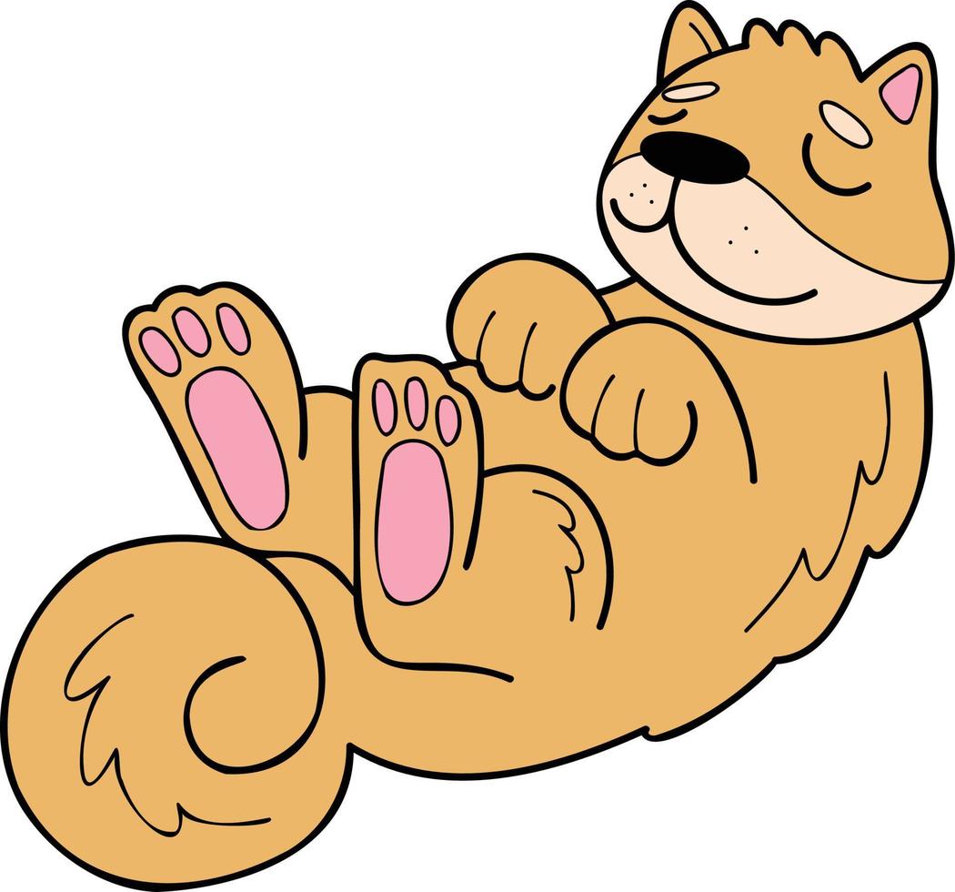 Hand Drawn sleeping Shiba Inu Dog illustration in doodle style vector