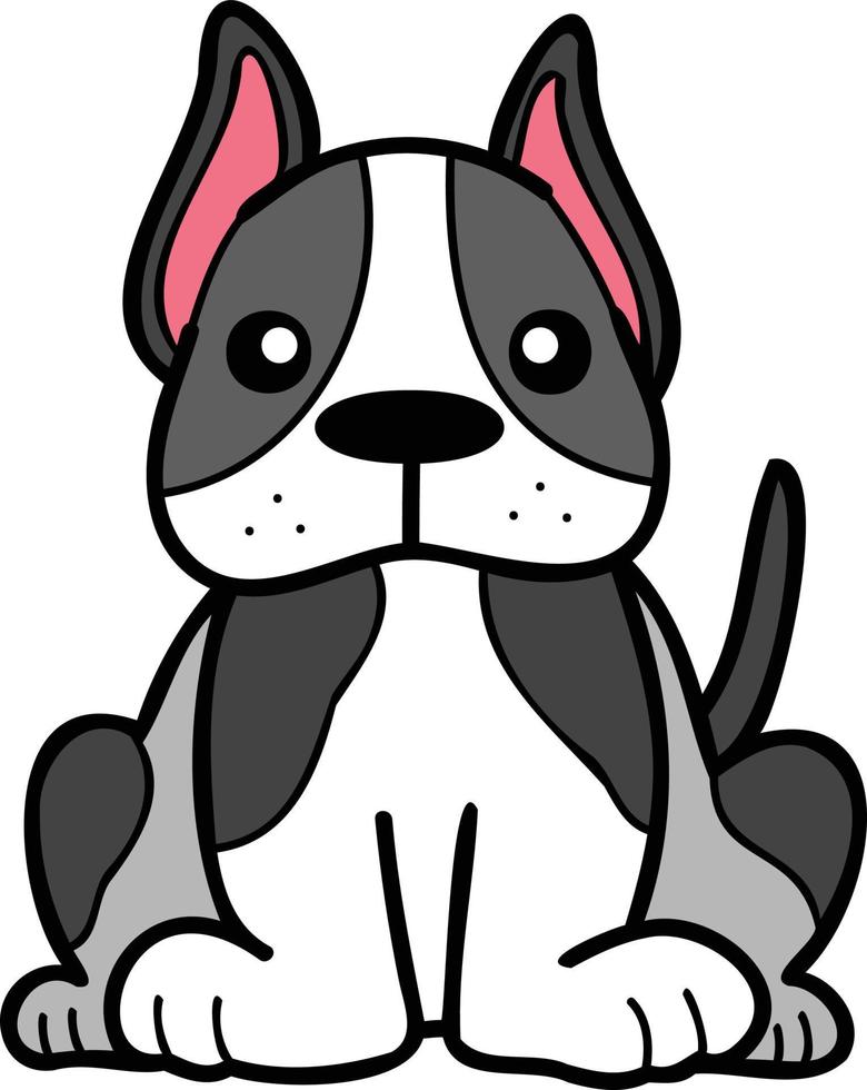 Hand Drawn French bulldog sitting waiting for owner illustration in doodle style vector