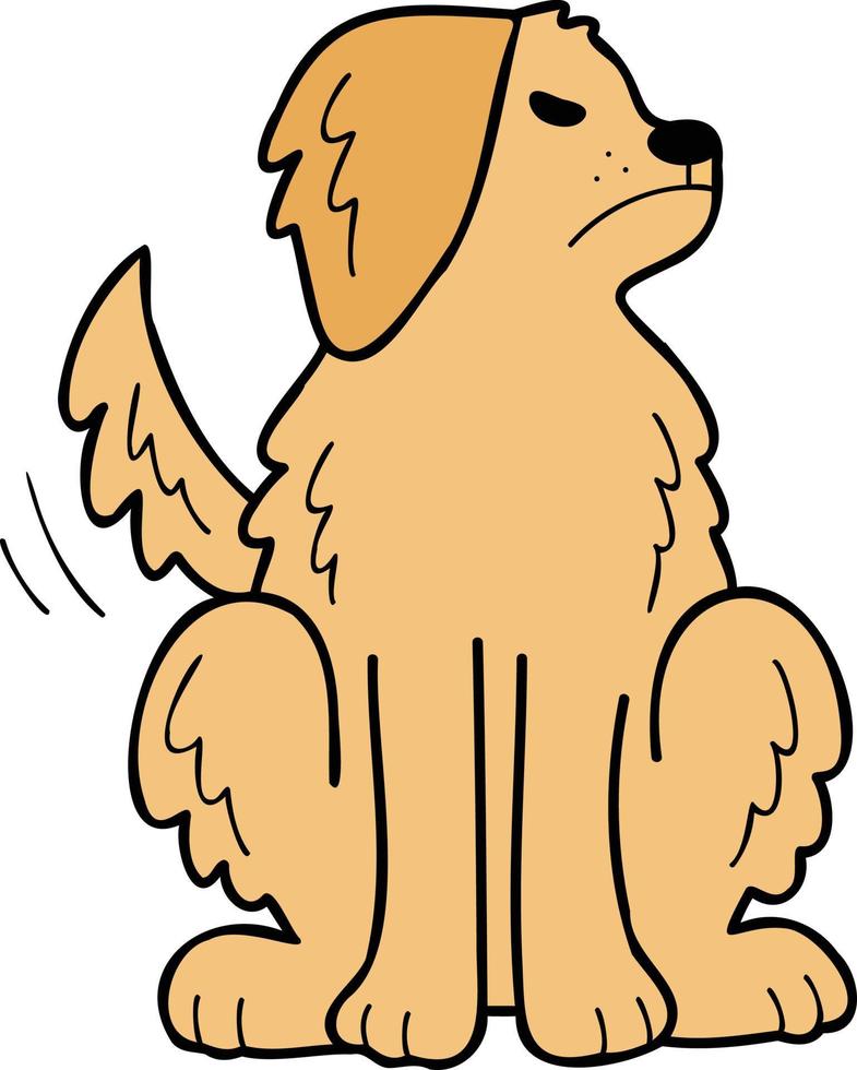 dibujado a mano ilustración de perro golden retriever enojado en estilo garabato vector