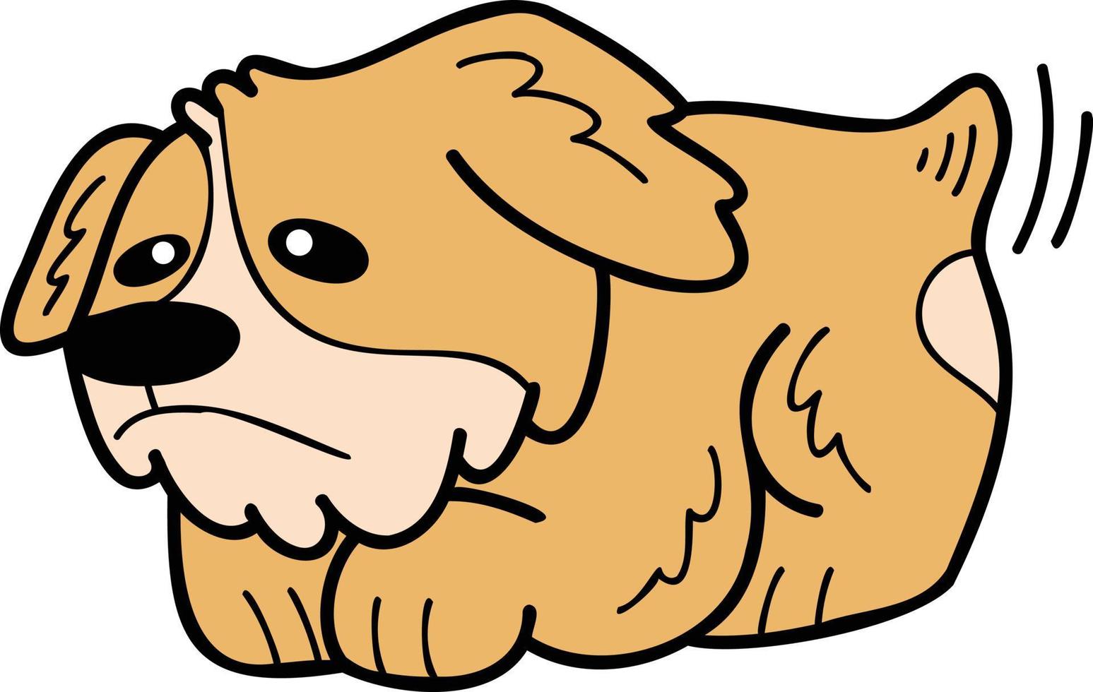 el perro corgi dibujado a mano es una ilustración triste en estilo garabato vector