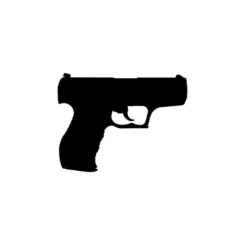 Handgun icon. Simple style gun shop big sale poster background symbol. Handgun brand logo design element. Handgun t-shirt printing. vector for sticker.