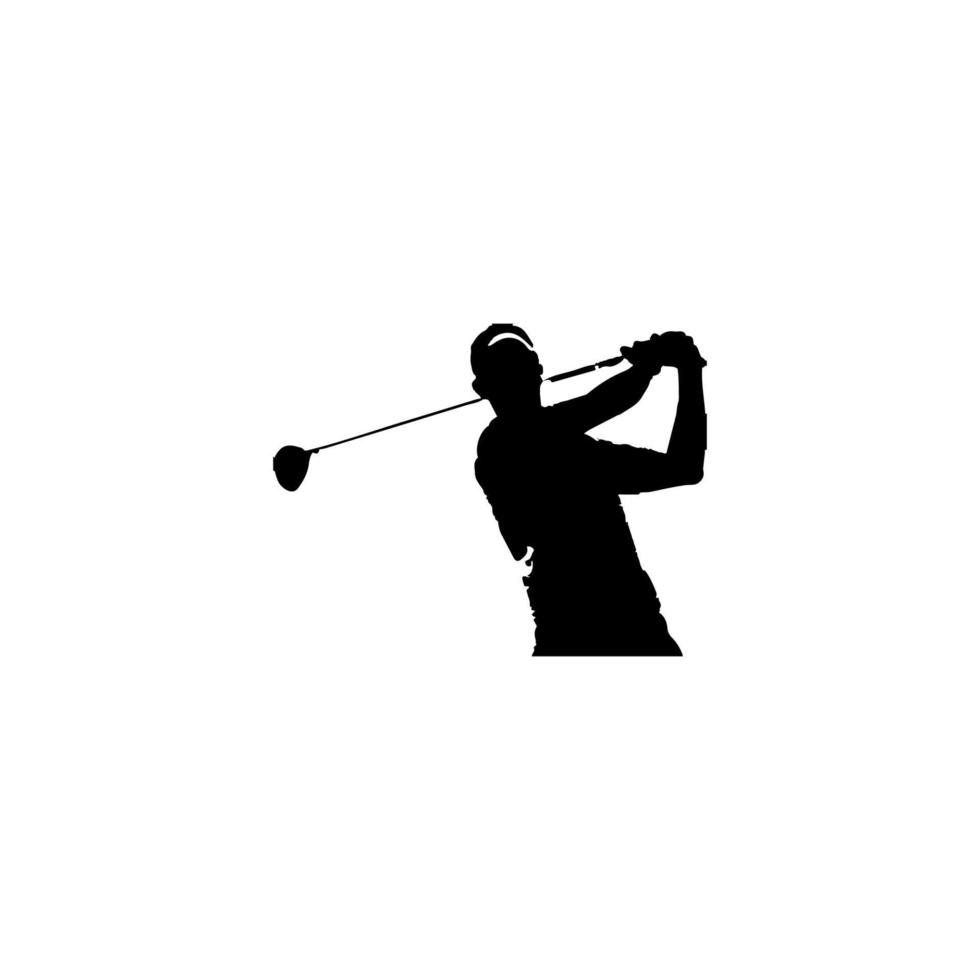 Golf player icon. Simple style golf tournament poster background symbol. Golf player brand logo design element. Golf player t-shirt printing. vector for sticker.