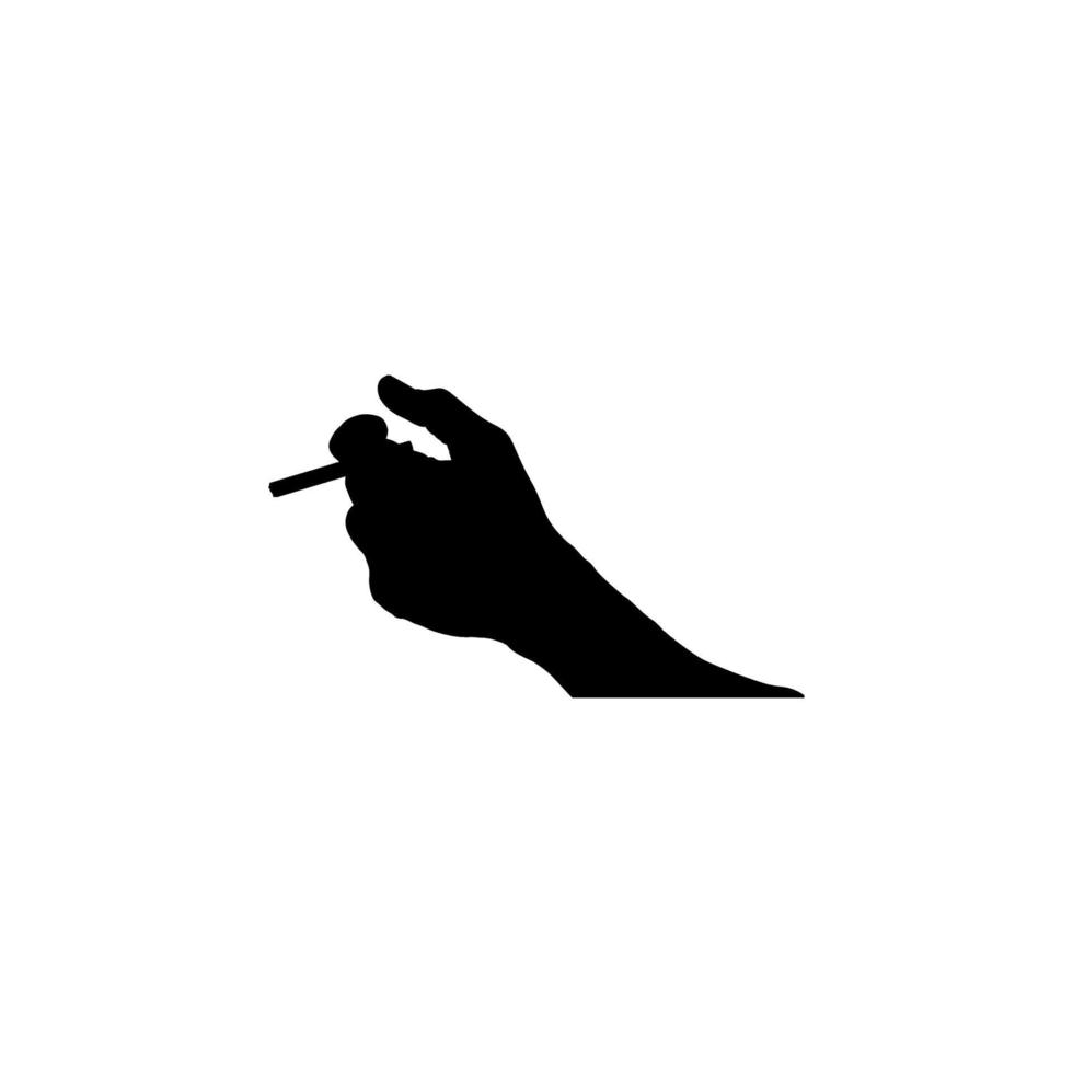 icono de cigarrillo en la mano. estilo simple dejar de fumar cartel símbolo de fondo. elemento de diseño del logotipo de la marca de cigarrillos en la mano. Cigarrillo en la impresión de camisetas a mano. vector para pegatina.