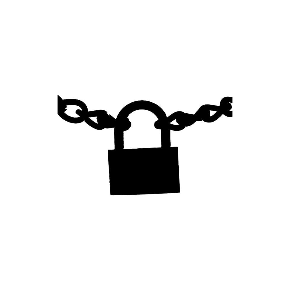 Lock chain icon. Simple style secure company poster background symbol. Lock chain brand logo design element. Lock chain t-shirt printing. Vector for sticker.
