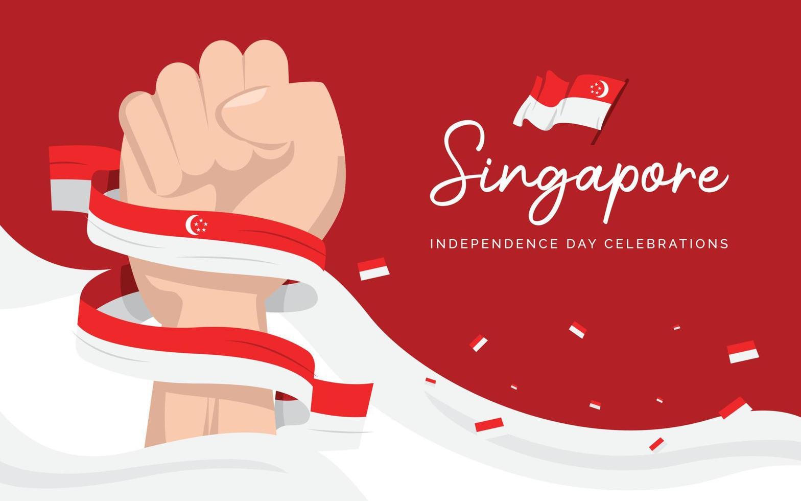 plantilla de diseño de banner del día de la independencia de singapur vector