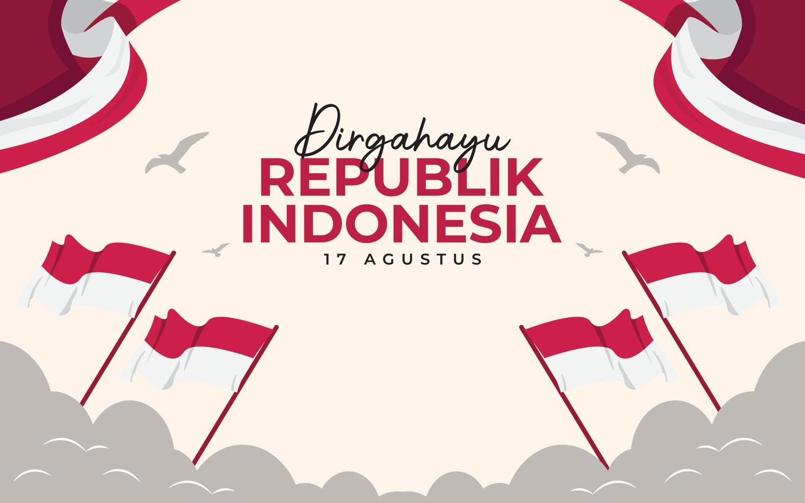 plantilla de diseño de banner del día de la independencia de indonesia vector