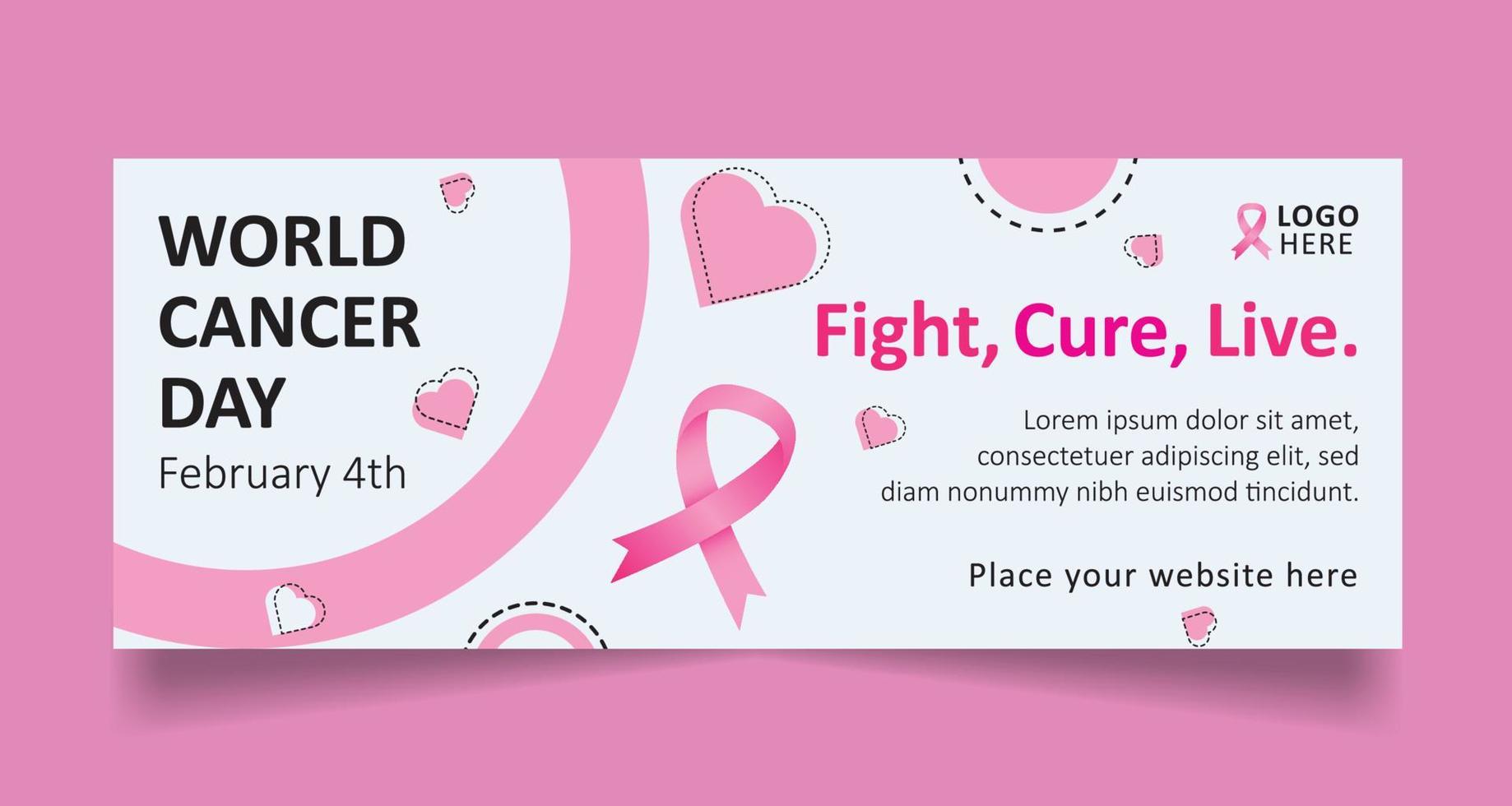 diseño de banner web y portada de redes sociales del día de concientización sobre el cáncer vector