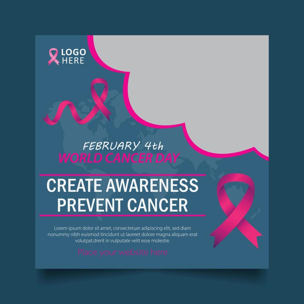 World cancer day 4 February social media post template vector