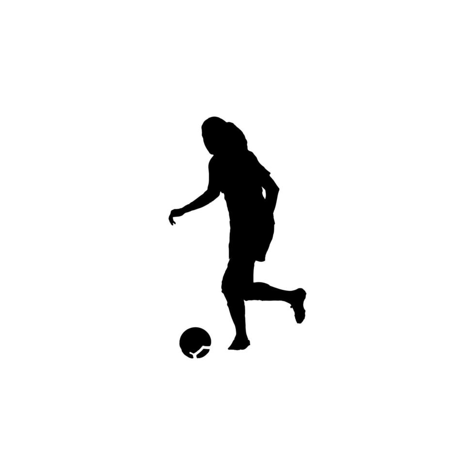 icono de jugador de fútbol femenino. símbolo de fondo de cartel de copa de fútbol de mujer mundial de estilo simple. elemento de diseño del logotipo de la marca de jugador de fútbol femenino. Impresión de camiseta de jugador de fútbol femenino. vector para pegatina.
