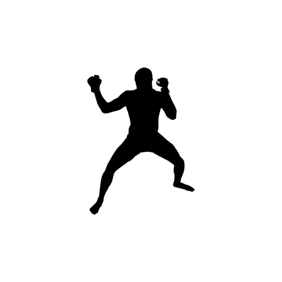 icono de kickboxer. símbolo de fondo del cartel del torneo de lucha de kickboxing de estilo simple. elemento de diseño del logotipo de la marca kickboxer. Impresión de camisetas de kickboxer. vector para pegatina.