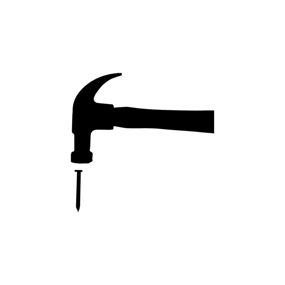 icono de martillo y clavo. símbolo de fondo de cartel de gran venta de empresa de reparación de estilo simple. elemento de diseño del logotipo de la marca hammer and nail. impresión de camiseta de martillo y clavo. vector para pegatina.