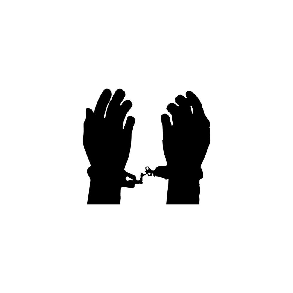 Handcuffs icon. Simple style stop acts of violence poster background symbol. Handcuffs brand logo design element. Handcuffs t-shirt printing. vector for sticker.