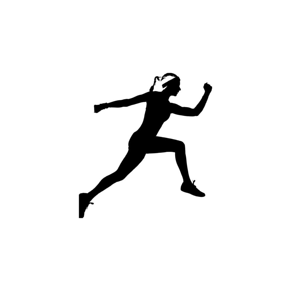 icono de mujer corredora. corredor de mujer de estilo simple que ejecuta el símbolo de fondo del cartel del torneo. elemento de diseño del logo de la marca mujer corredora. impresión de camiseta de mujer corredora. vector para pegatina.