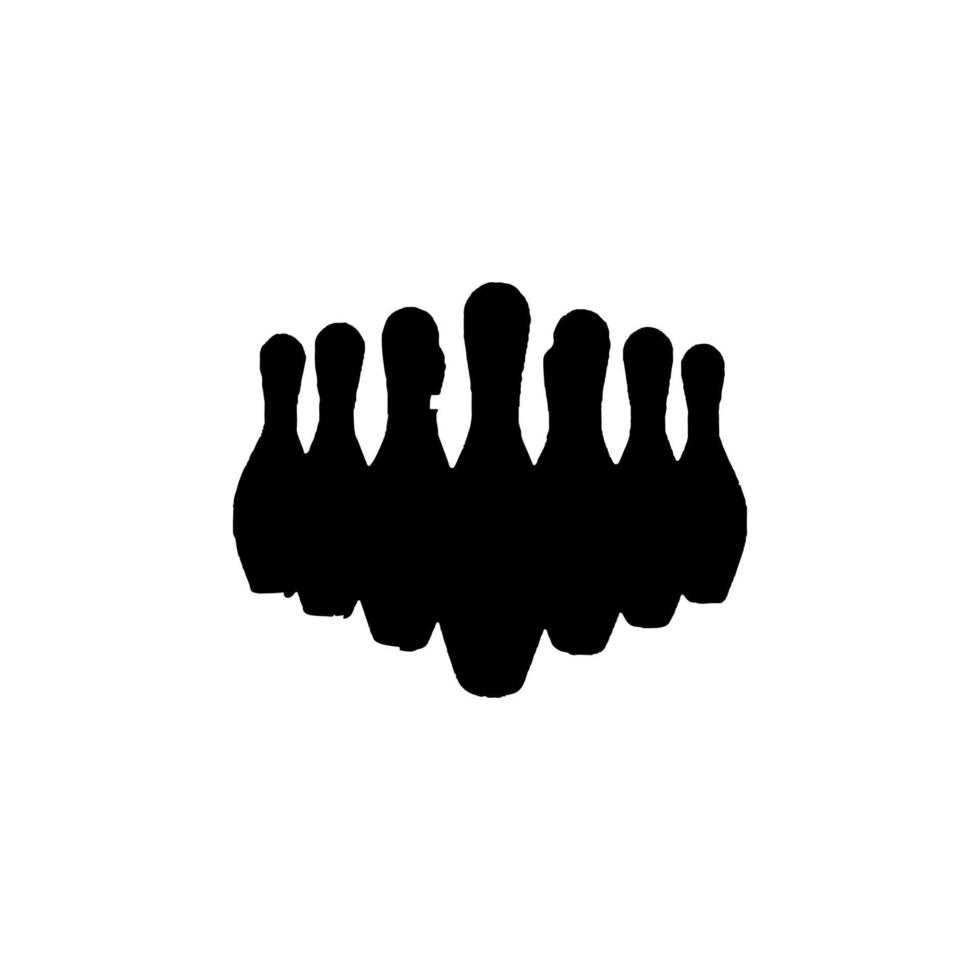 Bowling pins icon. Simple style bowling entertainment center big sale poster background symbol. Bowling pins brand logo design element. Bowling pins t-shirt printing. Vector for sticker.