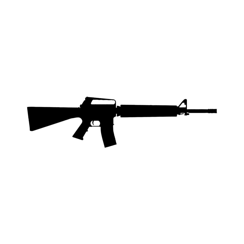 icono de rifle de asalto. estilo simple sin símbolo de fondo de cartel de guerra. elemento de diseño del logotipo de la marca de la tienda de armas. impresión de camiseta de pistola. vector para pegatina.