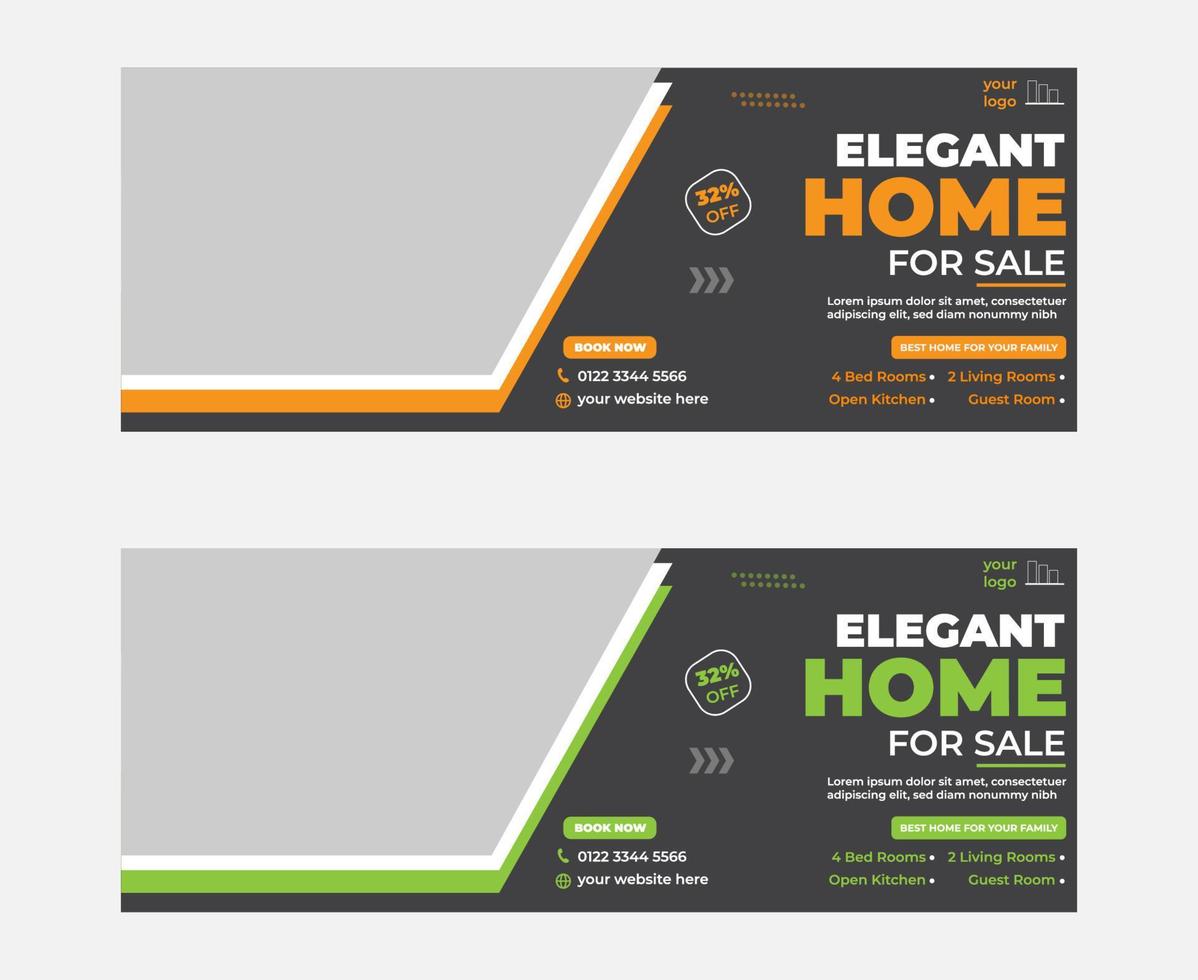 Elegant Home For Sale Facebook Cover Design Template vector