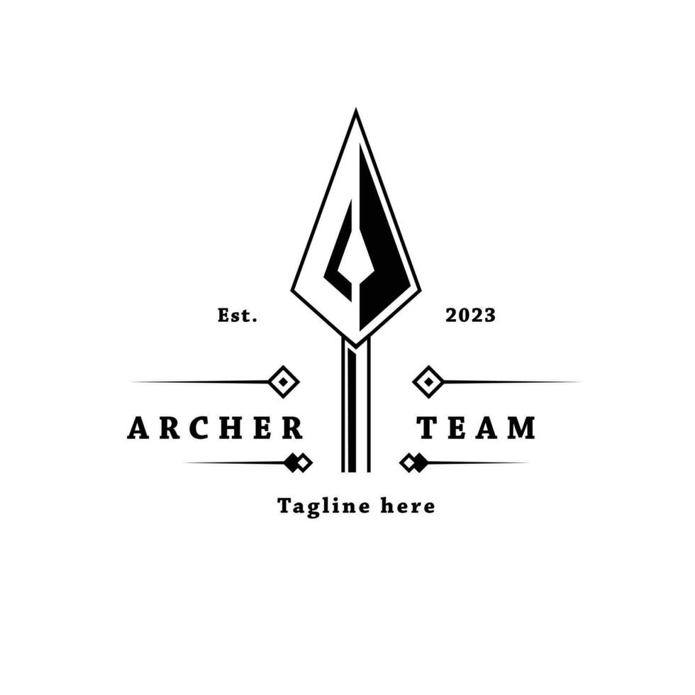 Archer team vintage ancient clean stamp label emblem logo design. Isolated background vector