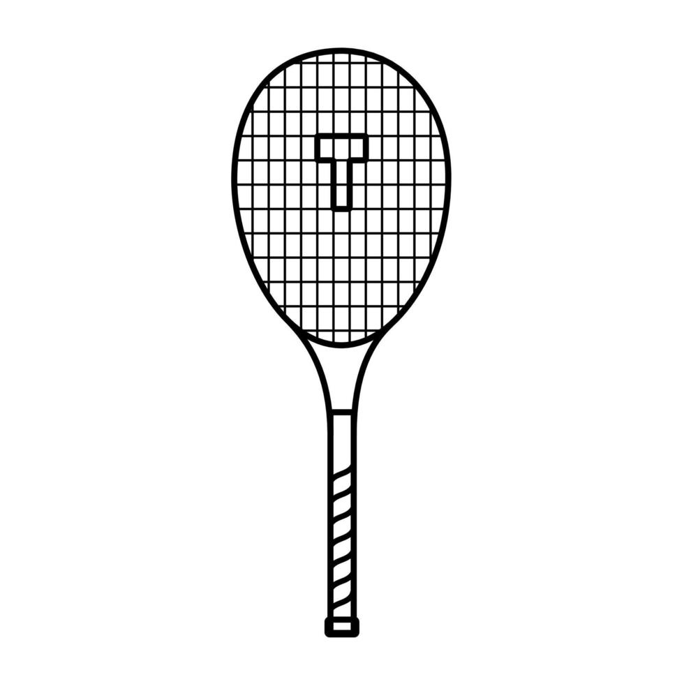elemento de raqueta de tenis clásico estilo de línea simple vector