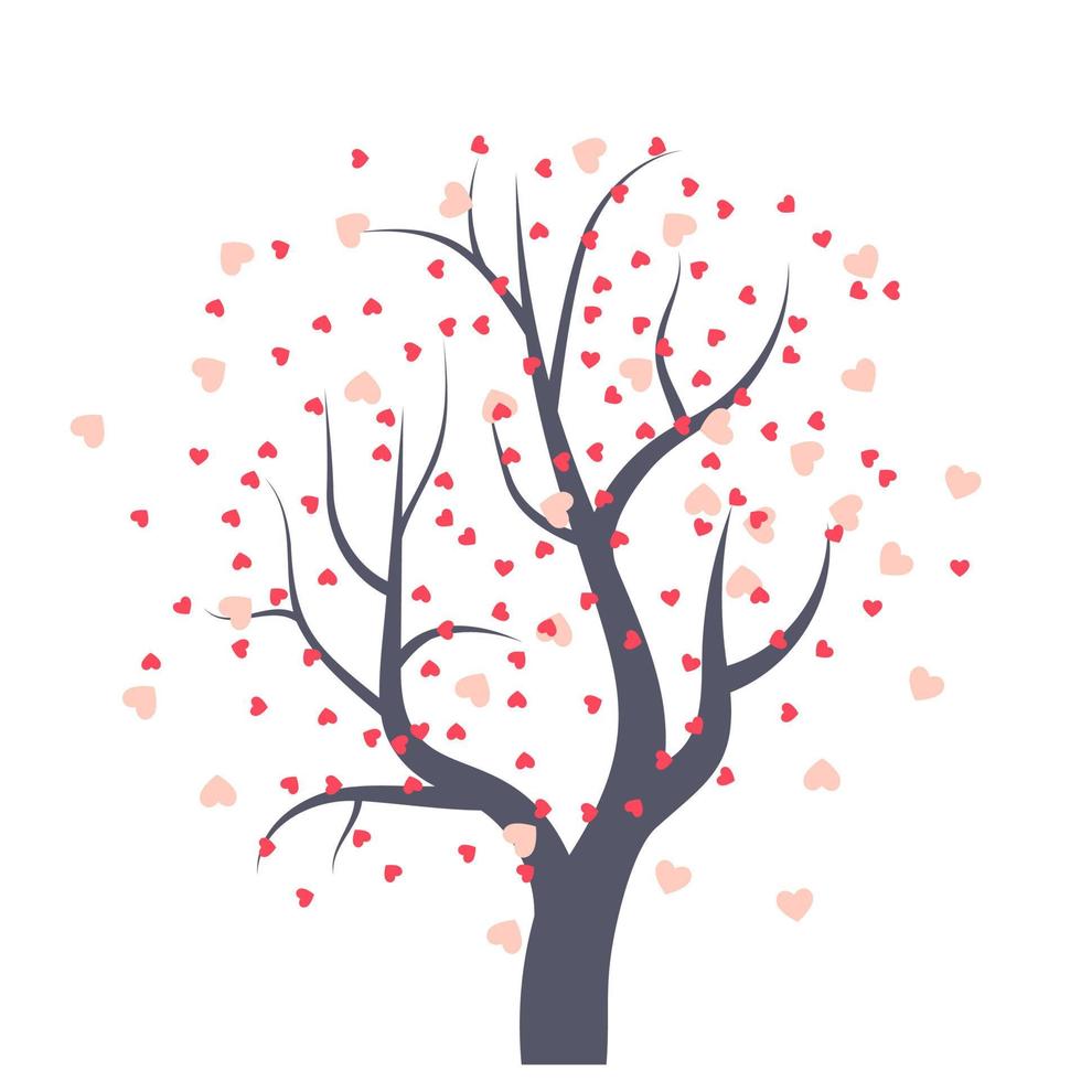 árbol con corazones vector