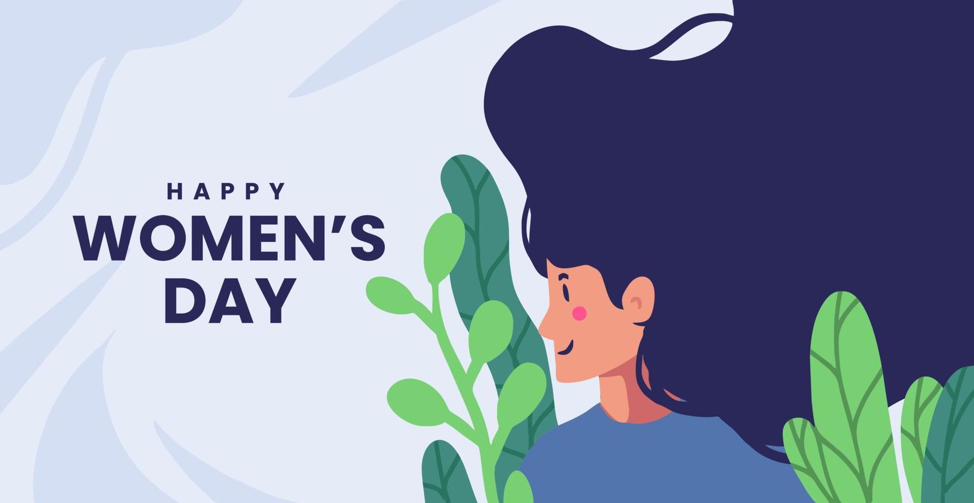 International Women's Day. with woman and flowers cartoon character web banner background vector illustration