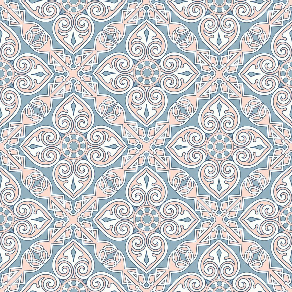 patrón sin costuras con adorno floral asiático. textura ornamental abstracta. fondo artístico de mosaico de florecimiento diagonal en estilo árabe oriental vector