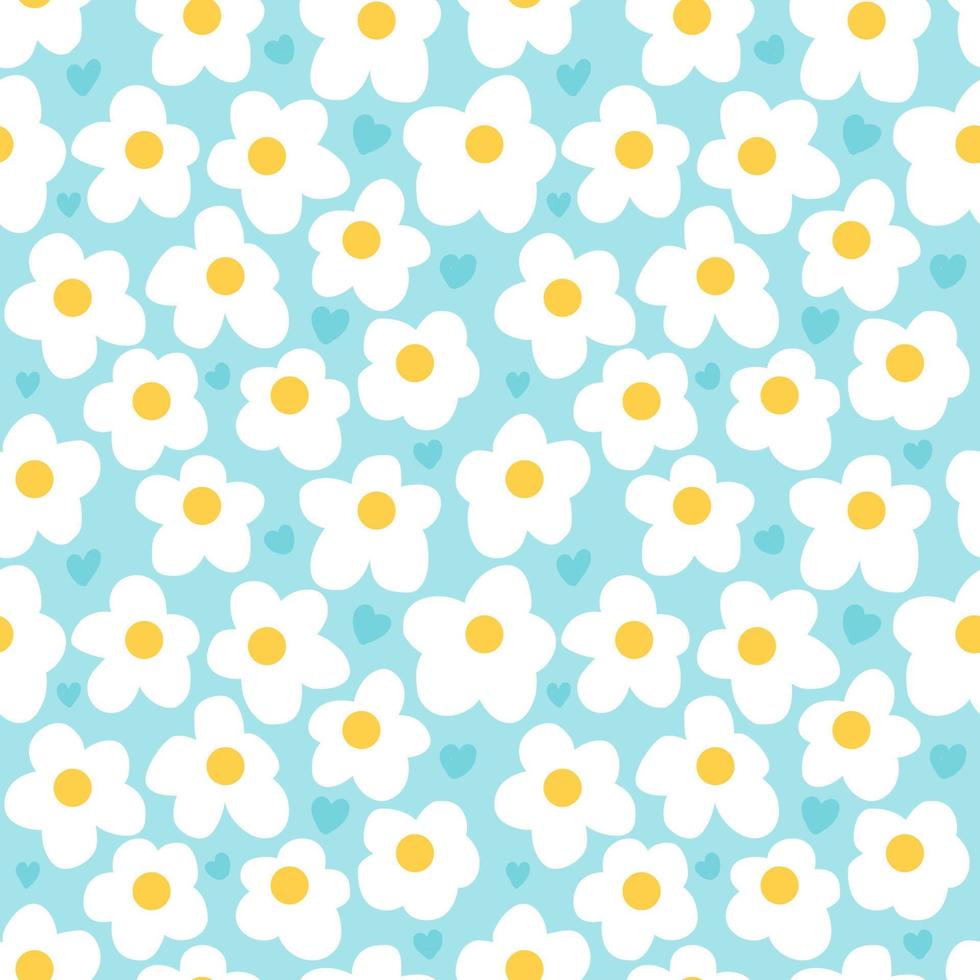 Seamless background with floral and heart patterns. Decorative pattern of wrapping paper. vector
