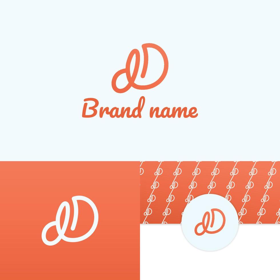 Modern outline dd logo set design vector