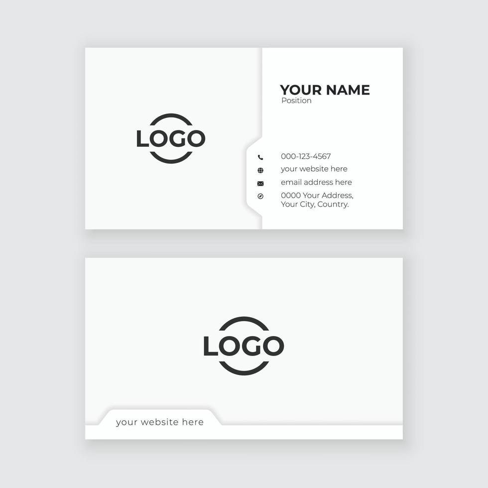 White minimal business card design with drop shadow effect. vector