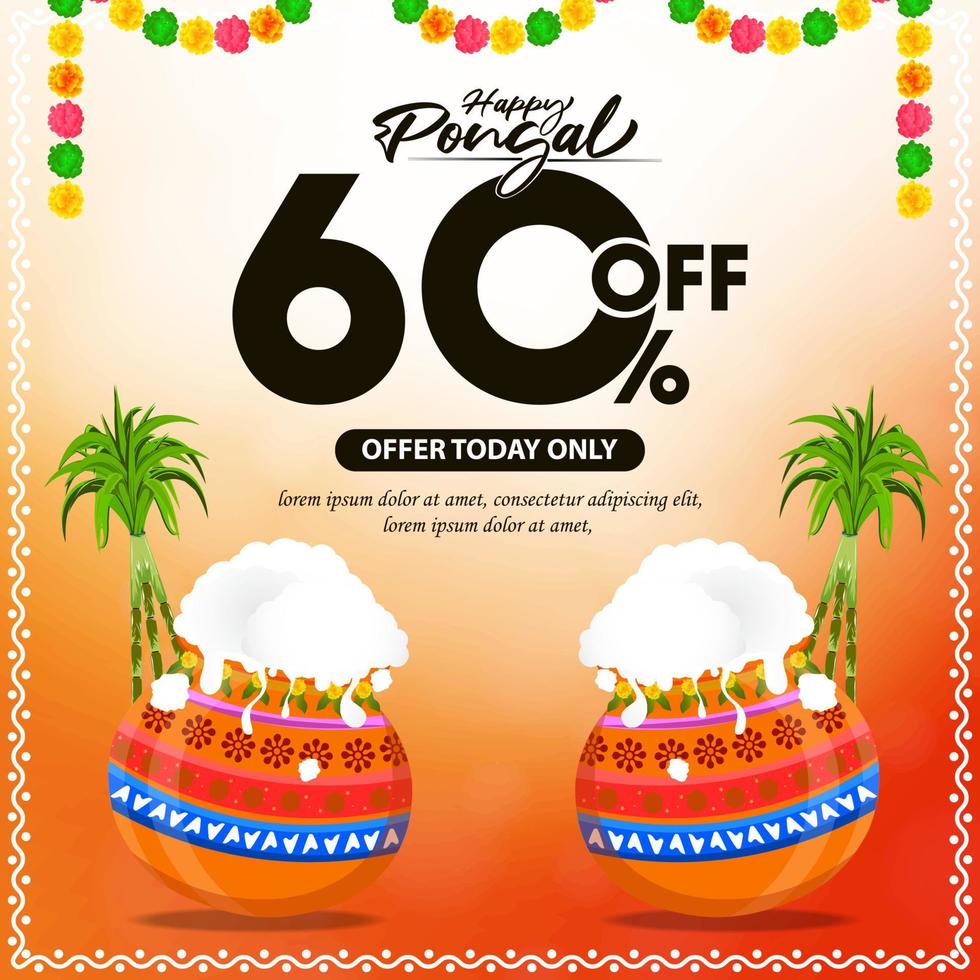 Happy Pongal festival poster or banner background. Happy Pongal Offer Sale Design. vector