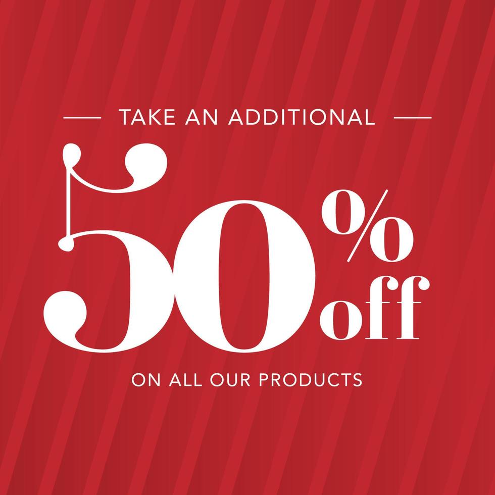 Banner of 50 percent off promo store discount offer. vector