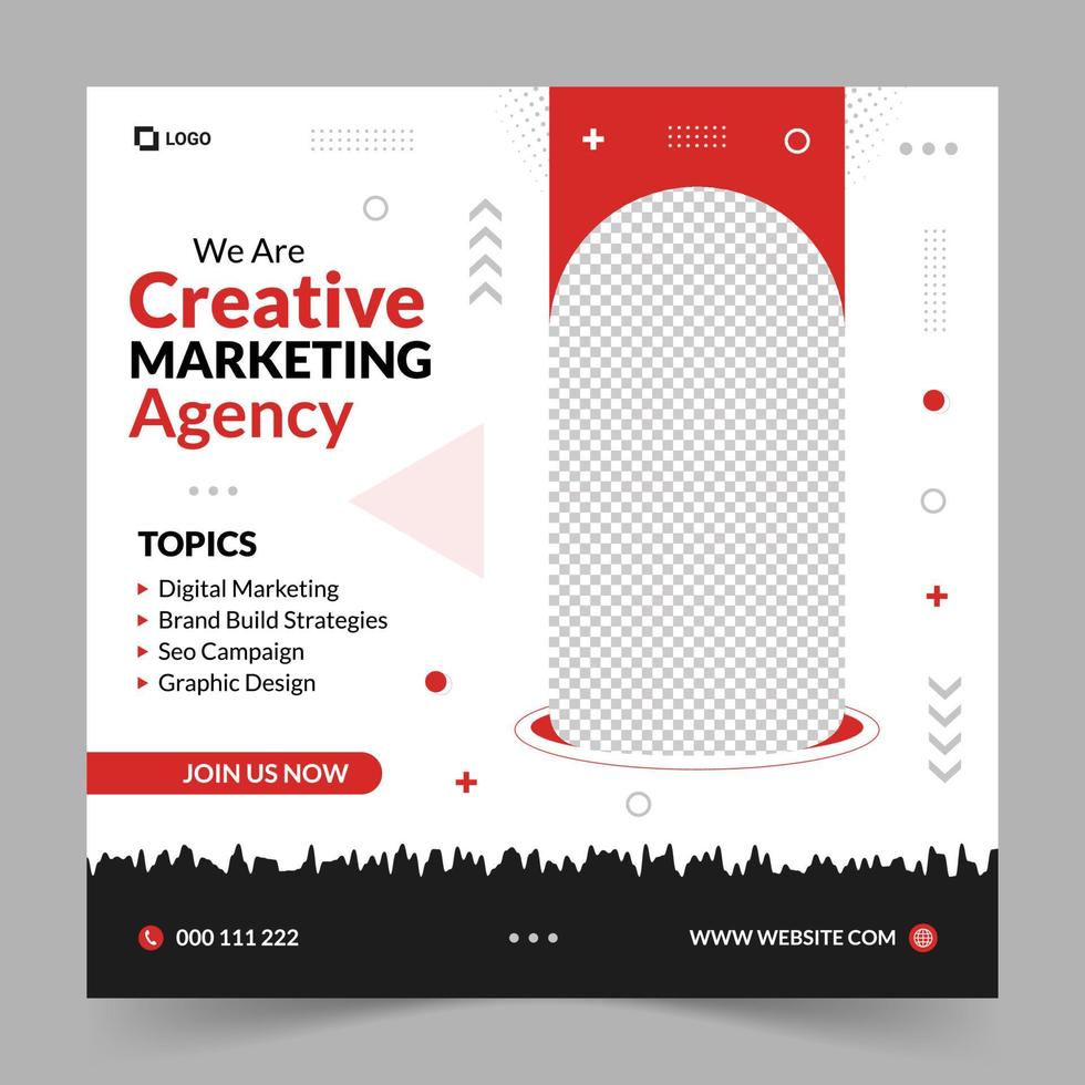 Creative Marketing Agency Banner Design, Business Social Media Post Template, Web Banner. Pro Vector