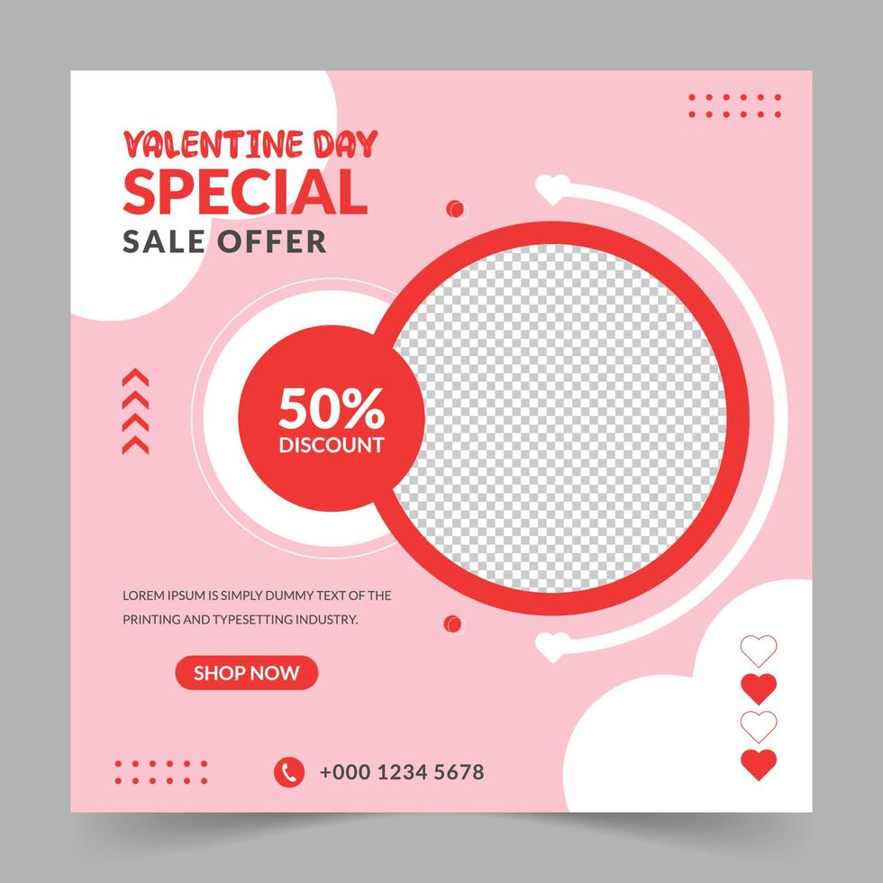 valentine day sale social media post template web banner for promotion your product. vector