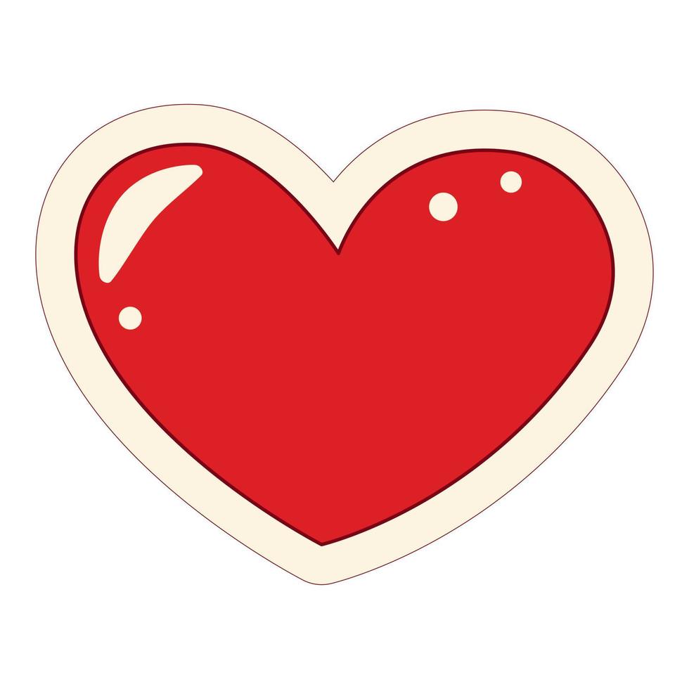Cartoon heart shaped sticker in pop art style in trendy bright colors. Fashion retro cartoon style vector