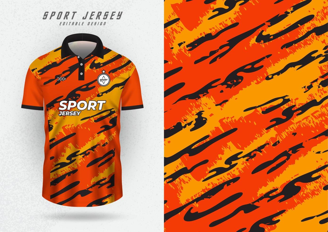 fondo de maqueta para camiseta deportiva fútbol corriendo carreras naranja grunge patrón vector