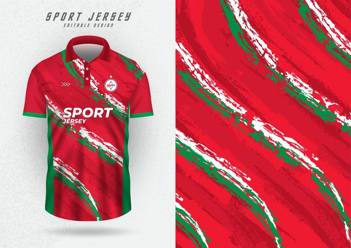 maqueta de fondo para la camiseta deportiva de fútbol corriendo carreras de rayas rojas y verdes. vector