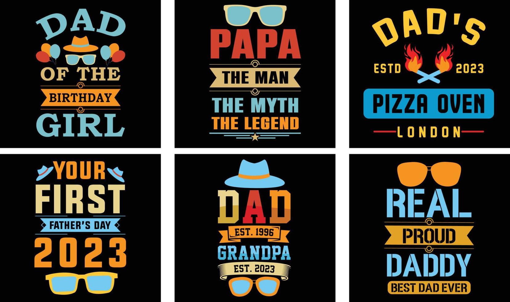 paquete de diseño de camisetas del día del padre. vector de diseño de camiseta de día. vector de diseño de camiseta. gráficos vectoriales del día del padre