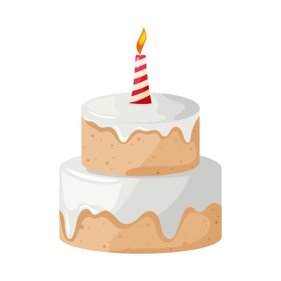 Festive wedding or anniversary two-story cake flat design. Vector birthday symbol illustration.