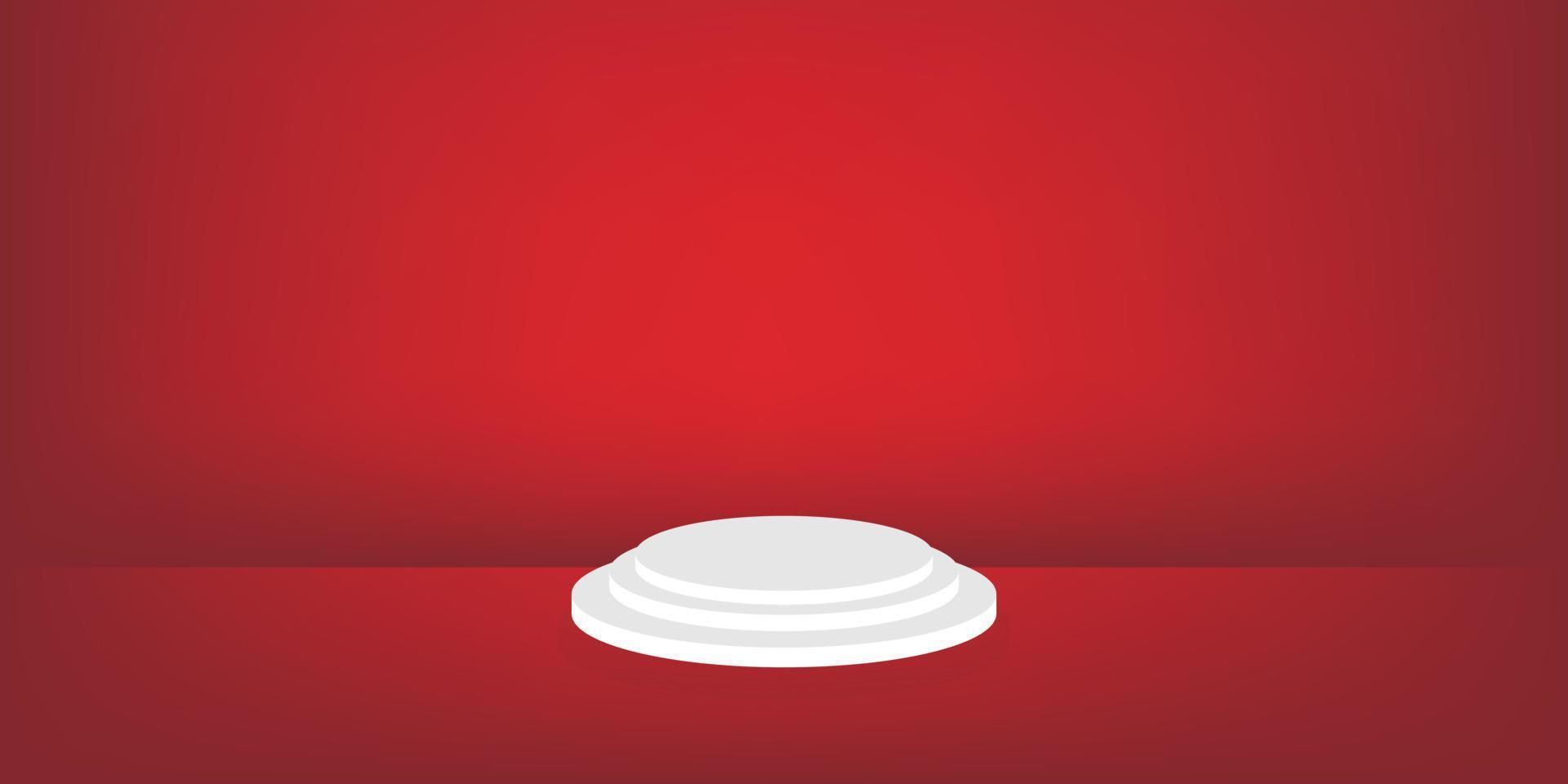escenario rojo con un podio blanco para la colocación de productos. fondo de espacio vacío de banner publicitario vector