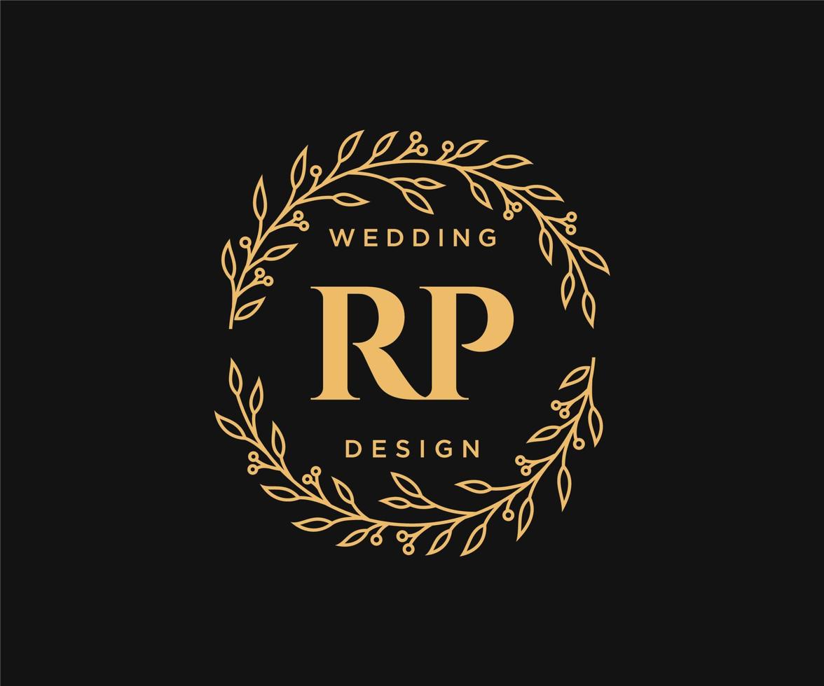 RP Initials letter Wedding monogram logos collection, hand drawn modern minimalistic and floral templates for Invitation cards, Save the Date, elegant identity for restaurant, boutique, cafe in vector