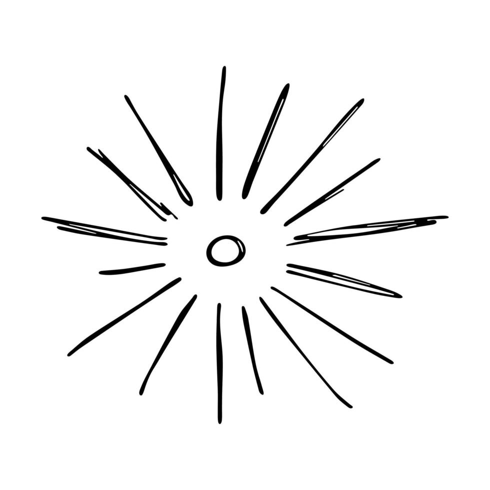 Hand drawn abstract sun symbol. Summer doodle. Single vector element for design