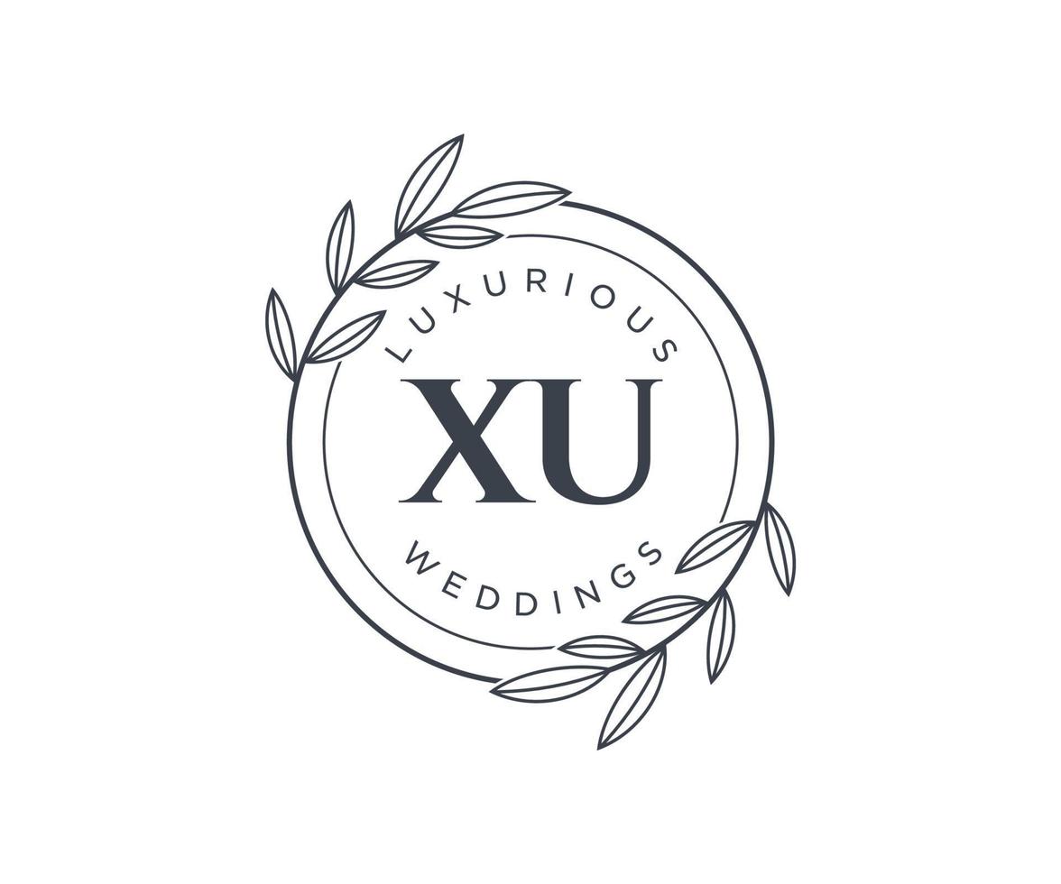 XU Initials letter Wedding monogram logos template, hand drawn modern minimalistic and floral templates for Invitation cards, Save the Date, elegant identity. vector