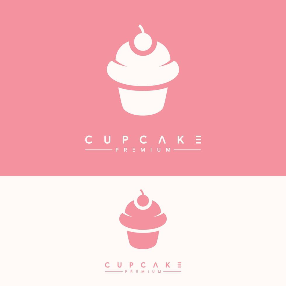 plantilla de logotipo de cupcake dulce minimalista vector
