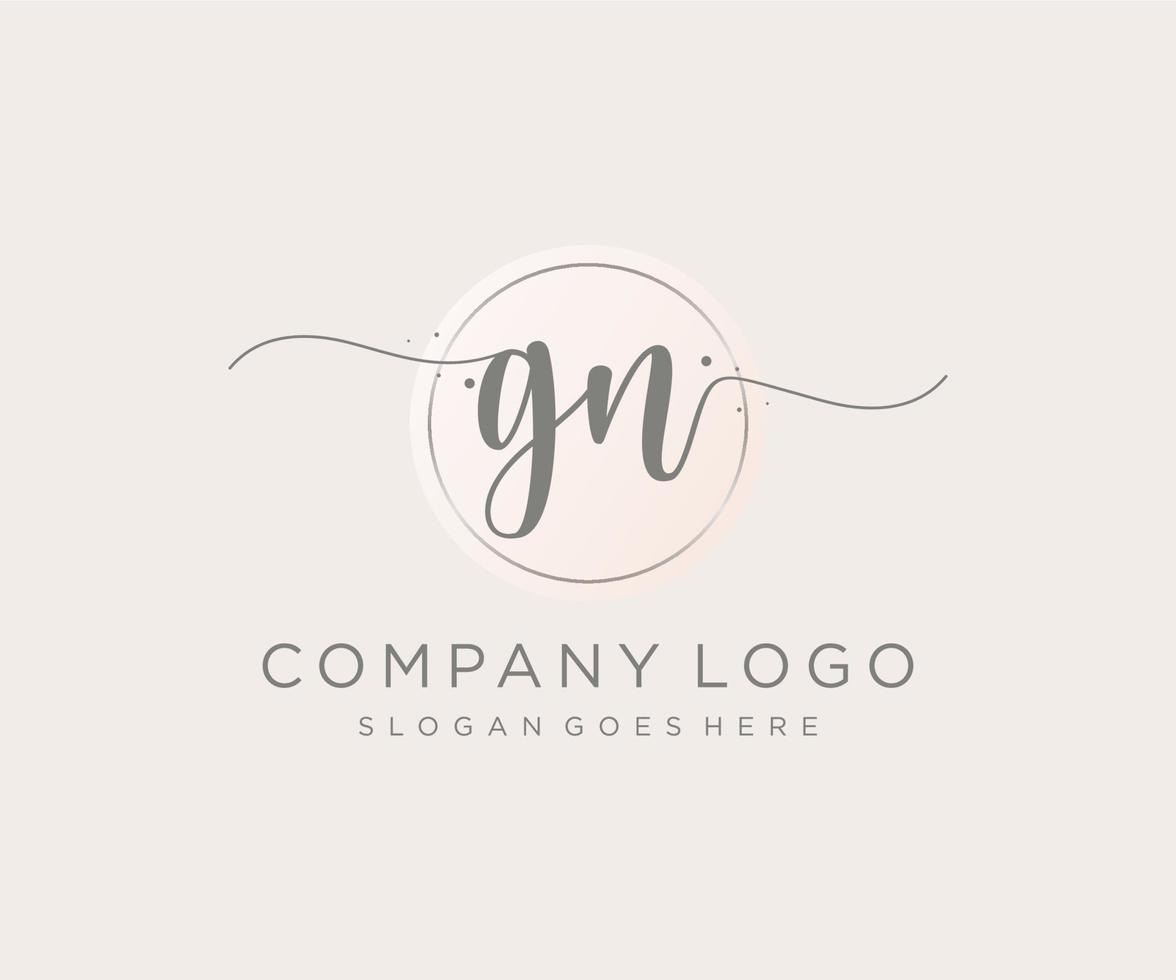 Initial GN feminine logo. Usable for Nature, Salon, Spa, Cosmetic and Beauty Logos. Flat Vector Logo Design Template Element.