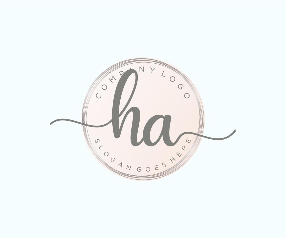 Initial HA feminine logo. Usable for Nature, Salon, Spa, Cosmetic and Beauty Logos. Flat Vector Logo Design Template Element.