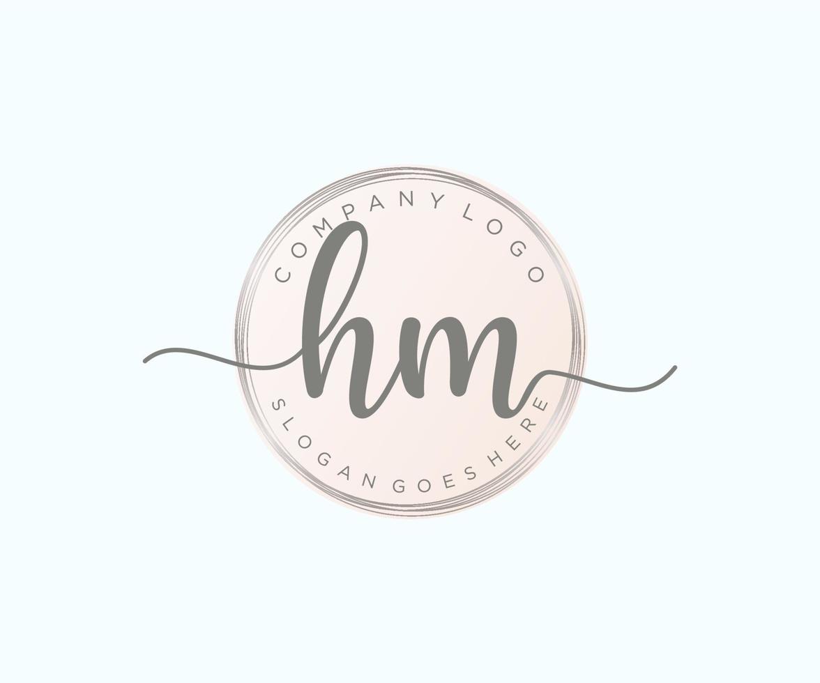 Initial HM feminine logo. Usable for Nature, Salon, Spa, Cosmetic and Beauty Logos. Flat Vector Logo Design Template Element.